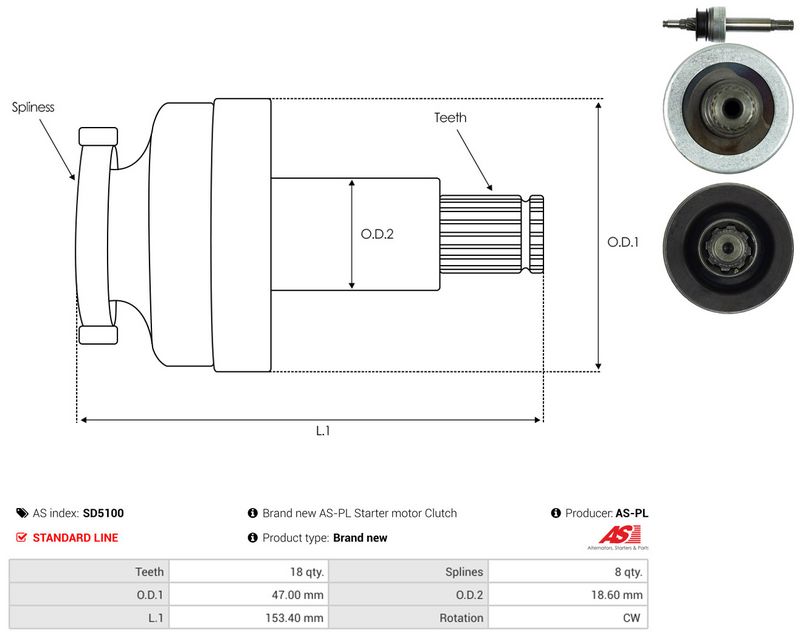 AS-PL SD5100 Pinion, starter