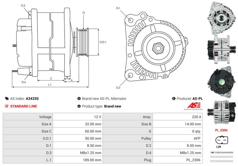 AS-PL A3433S Alternator