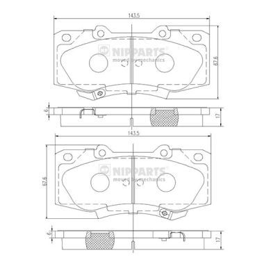 Комплект гальмівних накладок, дискове гальмо, Nipparts N3602147