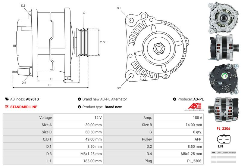 AS-PL A0701S Alternator