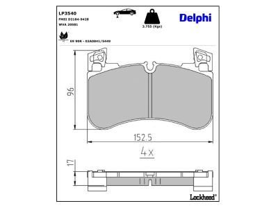 DELPHI LP3540 Brake Pad Set, disc brake