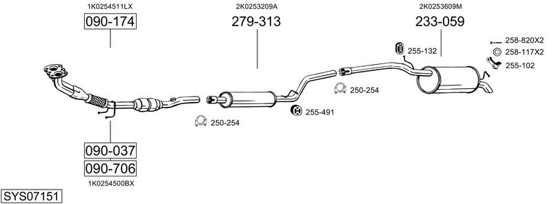 SISTEM DE ESAPAMENT BOSAL SYS07151