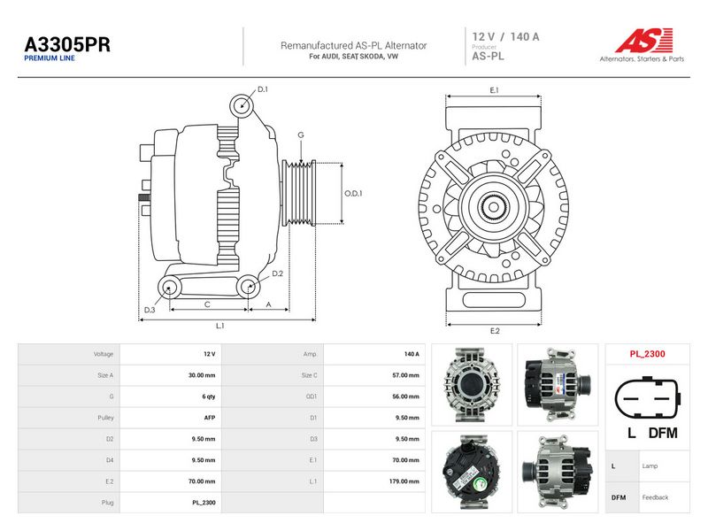 Generaator, AS-PL A3305PR