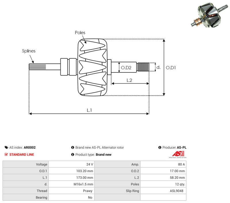 rootor, generaator, AS-PL AR0002