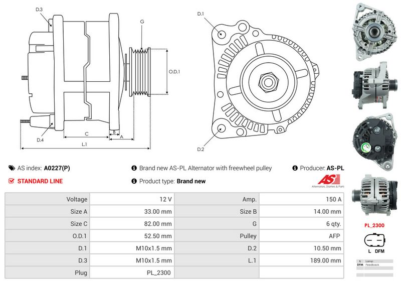 AS-PL A0227(P) Alternator