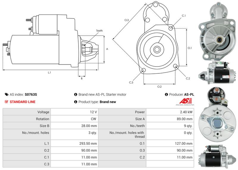 Starter, AS-PL S0763S