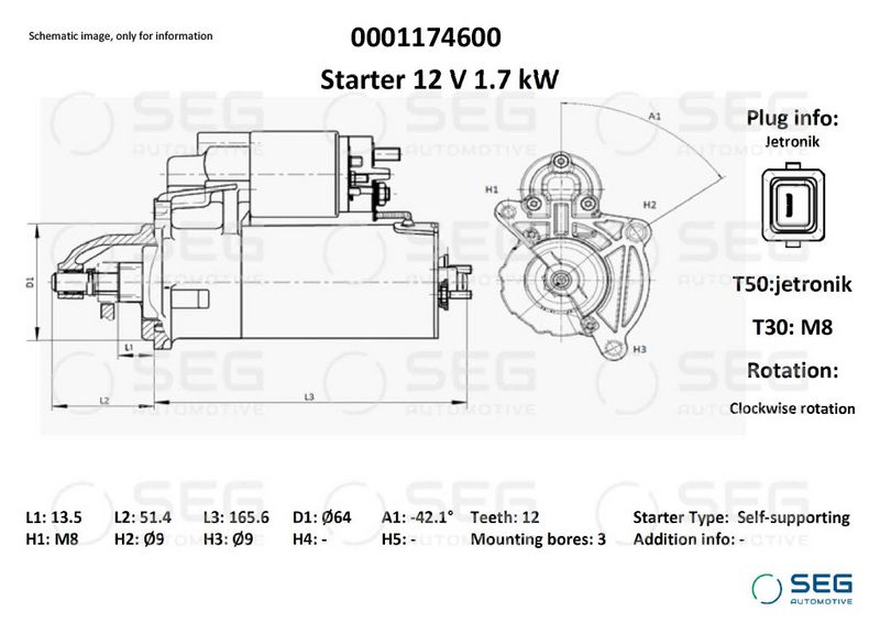 SEG Automotive 0001174600 Starter