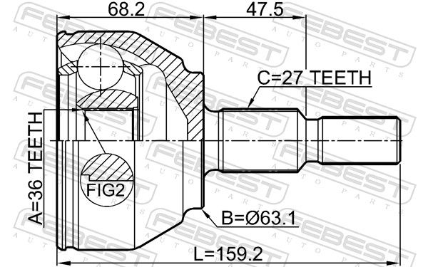 FEBEST 2110-KUGTD Joint Kit, drive shaft