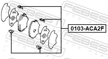 Комплект приладдя, накладка дискового гальма, Febest 0103-ACA2F