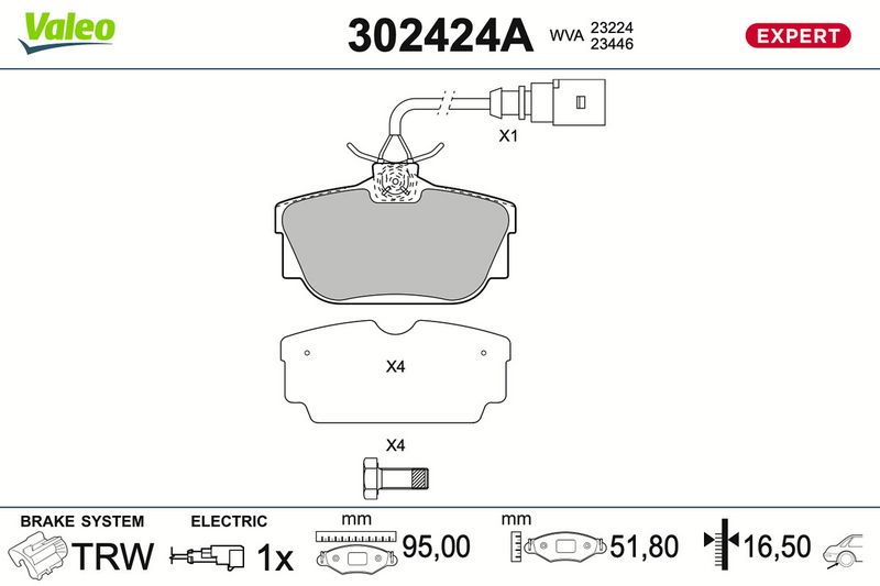 Sada brzdových destiček, kotoučová brzda 302424A