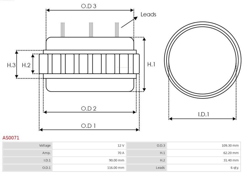 AS-PL AS0071 Stator, alternator