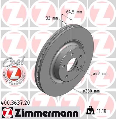 Гальмівний диск, Zimmermann 400.3637.20