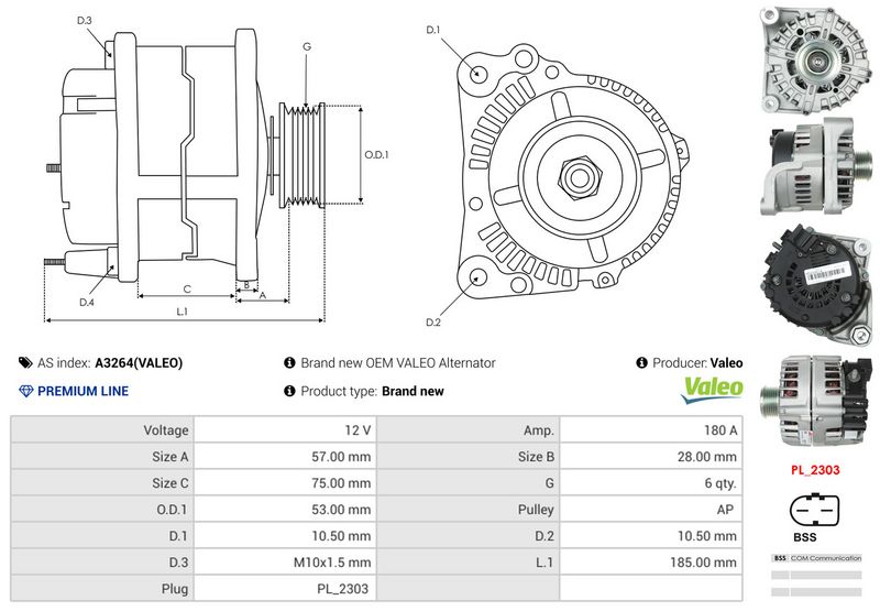 AS-PL A3264(VALEO) Alternator