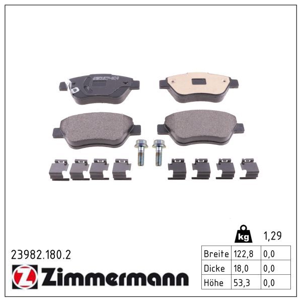 комплект спирачно феродо, дискови спирачки ZIMMERMANN
