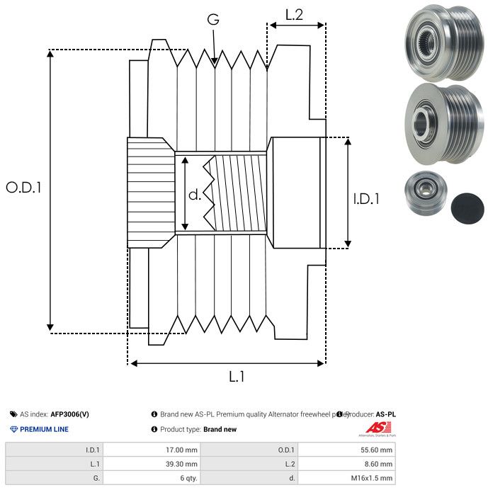 AS-PL AFP3006(V) Alternator Freewheel Clutch