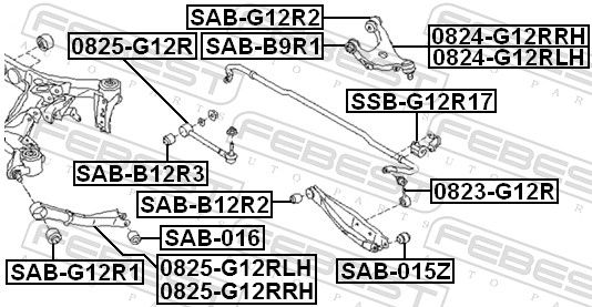 FEBEST SSB-G12R17 Mounting, stabiliser bar