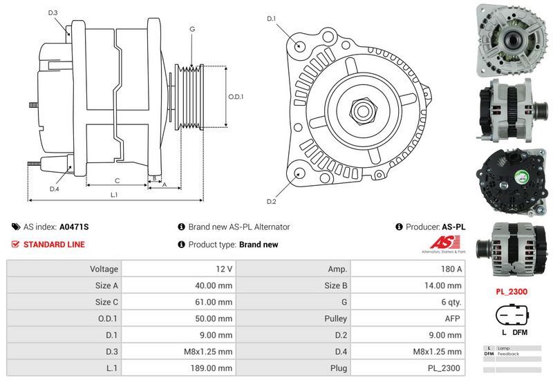 AS-PL A0471S Alternator