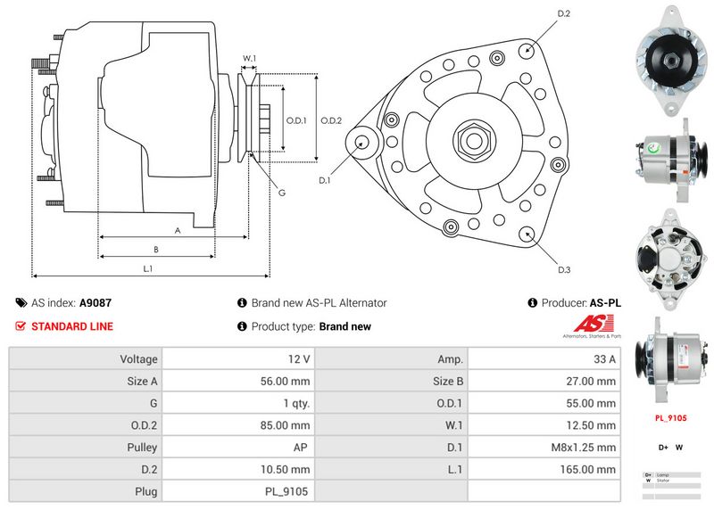 AS-PL A9087 Alternator