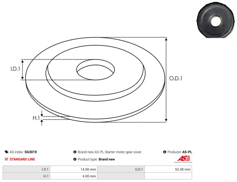 Remondikomplekt, Starter, AS-PL SG3019