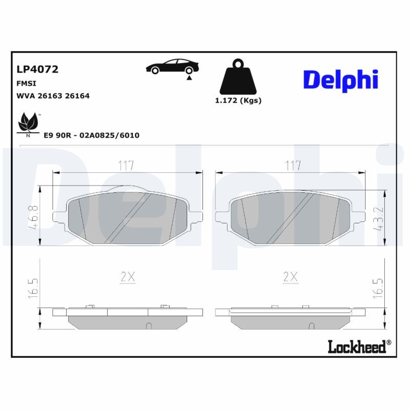 комплект спирачно феродо, дискови спирачки DELPHI