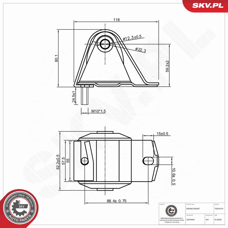 ESEN SKV 75SKV474 Mounting, engine