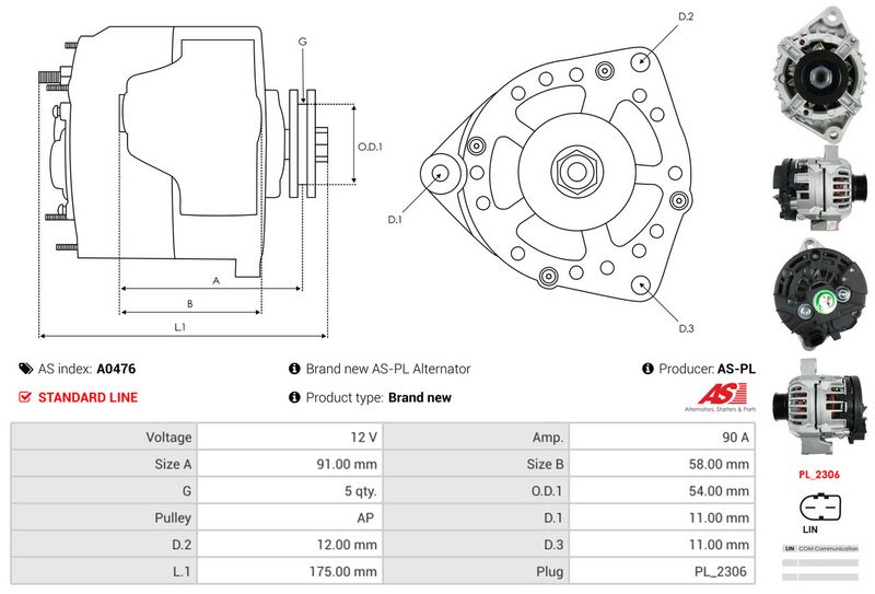 AS-PL A0476 Alternator
