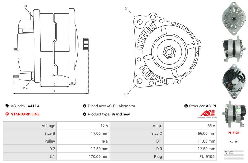 AS-PL A4114 Alternator