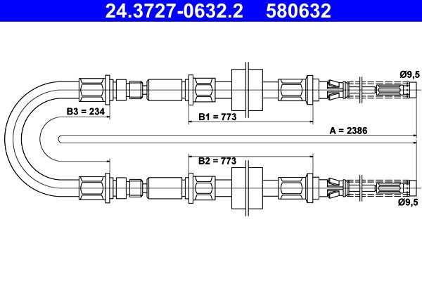 ATE Trekkabel, parkeerrem 24.3727-0632.2