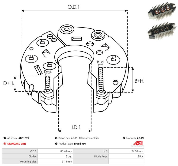 AS-PL ARC1022 Rectifier, alternator