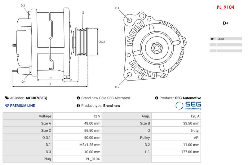 Brand new OEM SEG Alternator