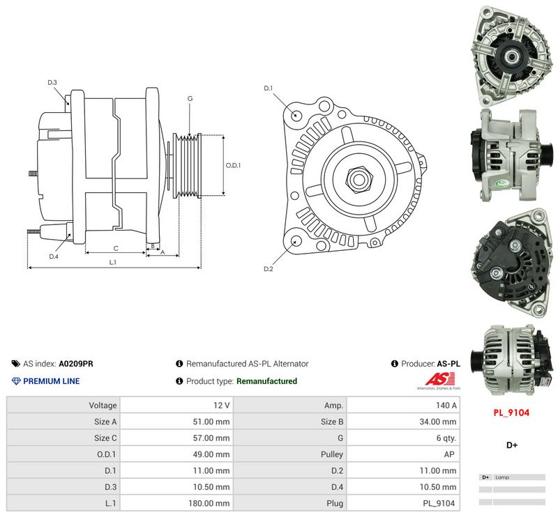Generaator, AS-PL A0209PR