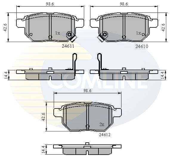 Комплект гальмівних накладок, дискове гальмо, Comline CBP31579