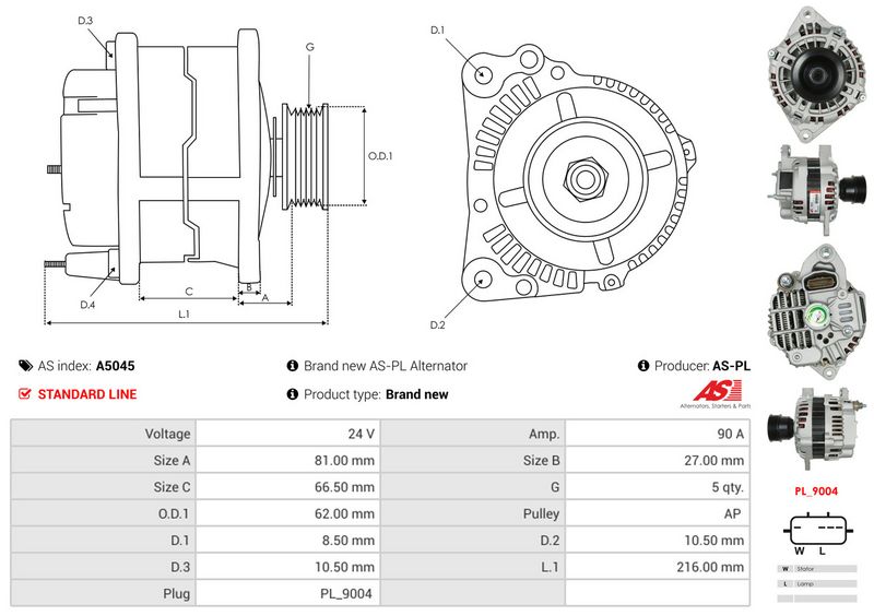 AS-PL A5045 Alternator