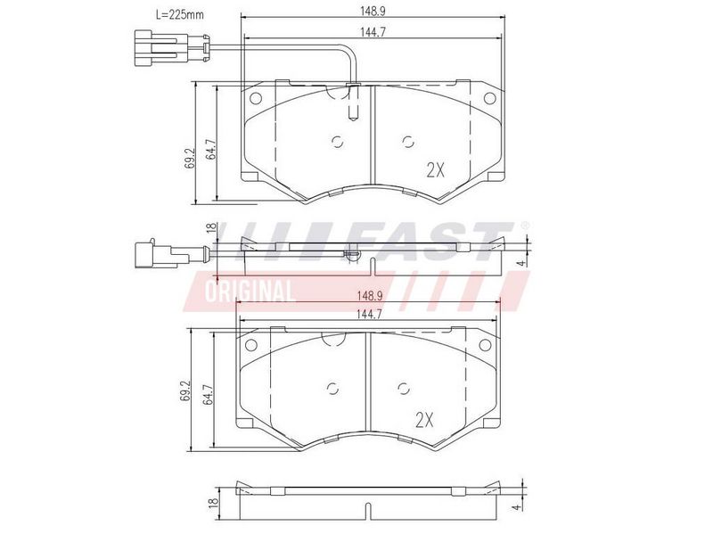 Piduriklotsi komplekt, ketaspidur, FAST FT29055