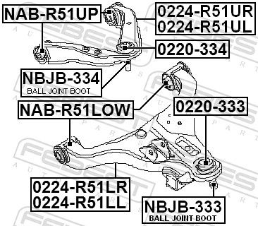 FEBEST NAB-R51LOW Mounting, control/trailing arm