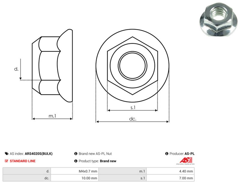 AS-PL ARS4020S(BULK) Repair Set, alternator