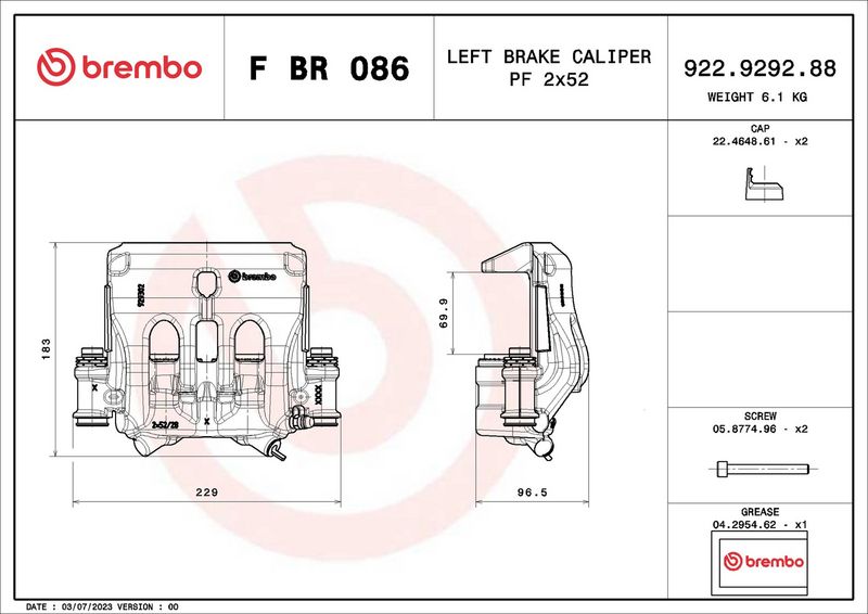 BREMBO FBR086 Brake Caliper