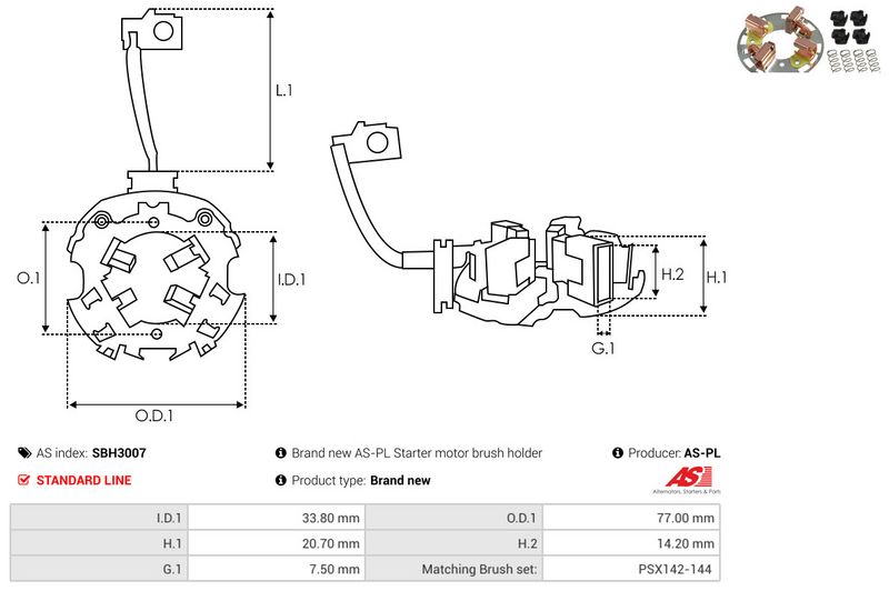 Kinnitus, süsinikuharjad, AS-PL SBH3007