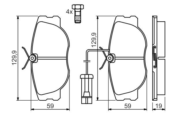 Комплект гальмівних накладок, дискове гальмо, Bosch 0986460942