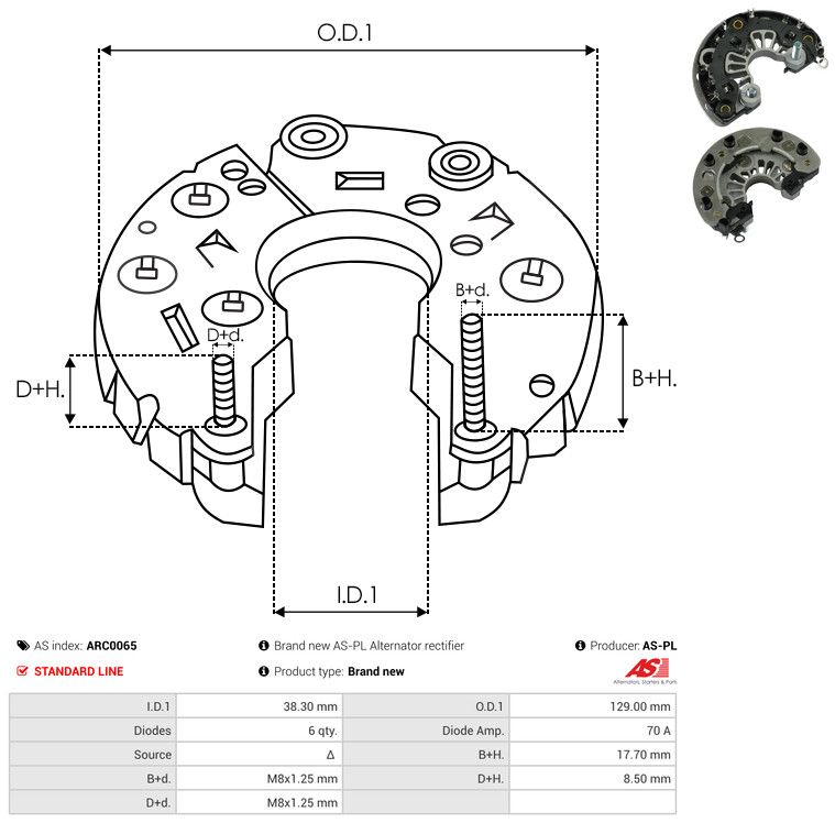 AS-PL ARC0065 Rectifier, alternator