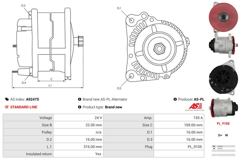 AS-PL A9247S Alternator