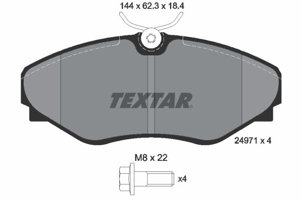 Комплект гальмівних накладок, дискове гальмо, Textar 2497101