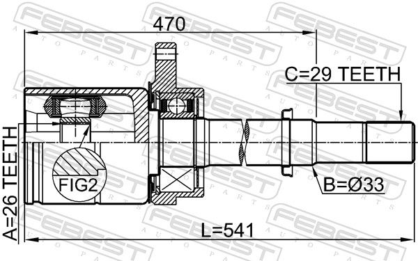 Комплект шарнірів, приводний вал, Febest 0211-J31VQ35RH