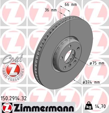 Гальмівний диск, Zimmermann 150.2914.32