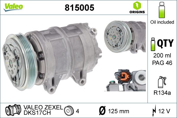 VALEO Compressor, airconditioning 815005