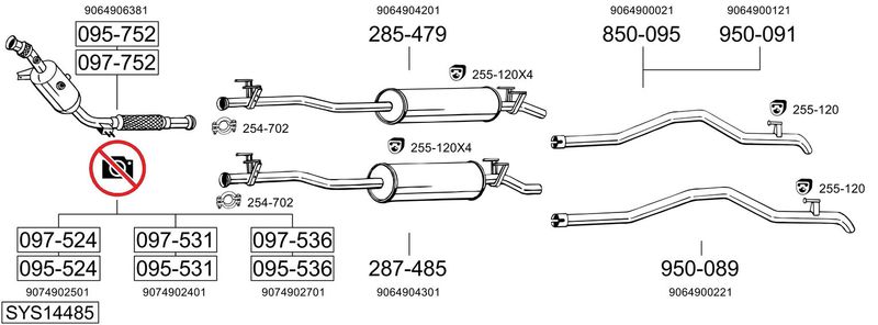 BOSAL kipufogórendszer SYS14485