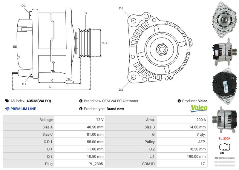 AS-PL A3538(VALEO) Alternator