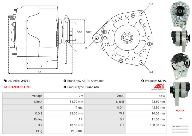AS-PL A4081 Alternator