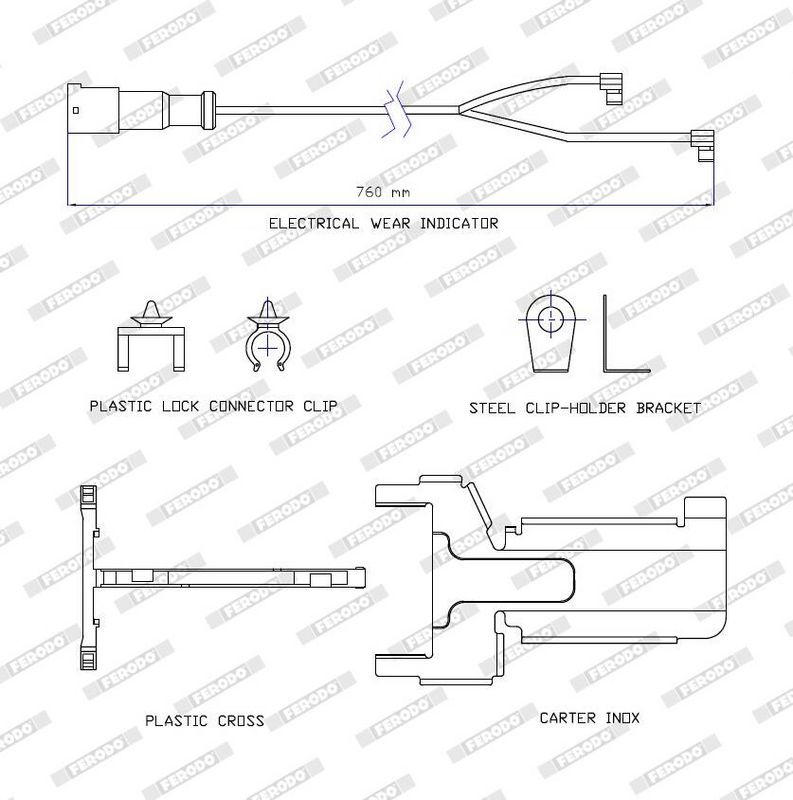 Sensor remblokslijtage lengte: 760mm (set voor as  ST7 WVA 29319) past: SAF