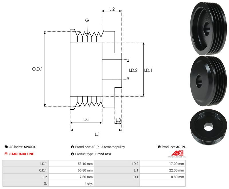 Rihmaratas, generaator, AS-PL AP4004